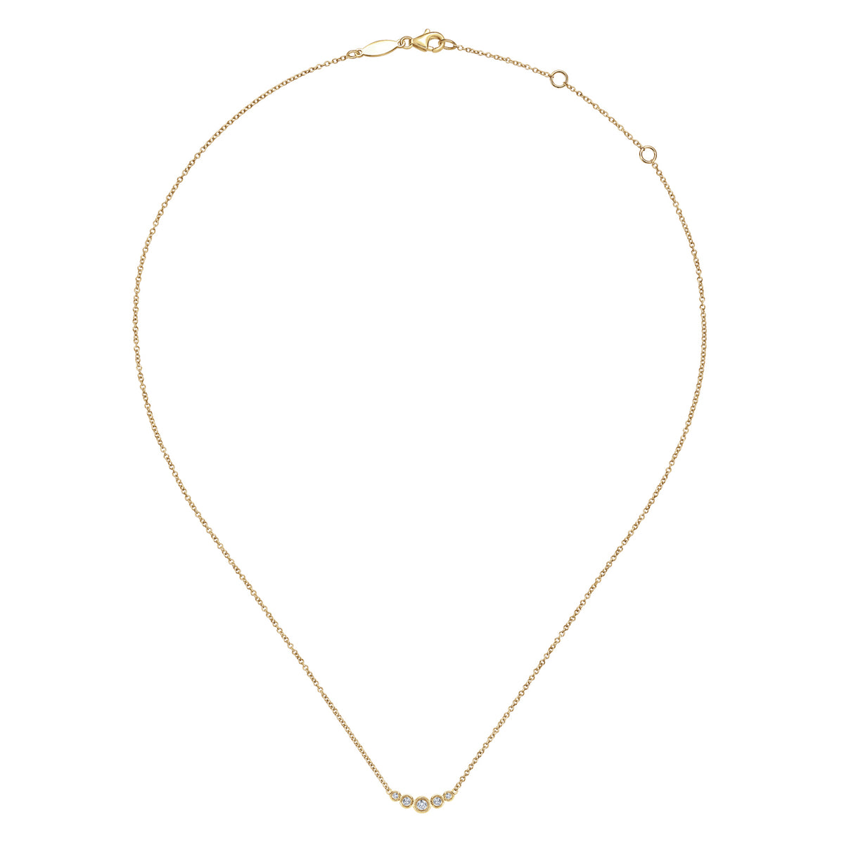 14K Yellow Gold Diamond Bar Necklace, 0.1ct - View 2
