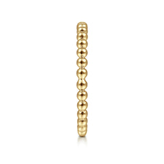 14K Yellow Gold Beaded Stackable Ring thumbnail 4