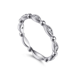 14K White Gold Diamond Stackable Ring thumbnail 3