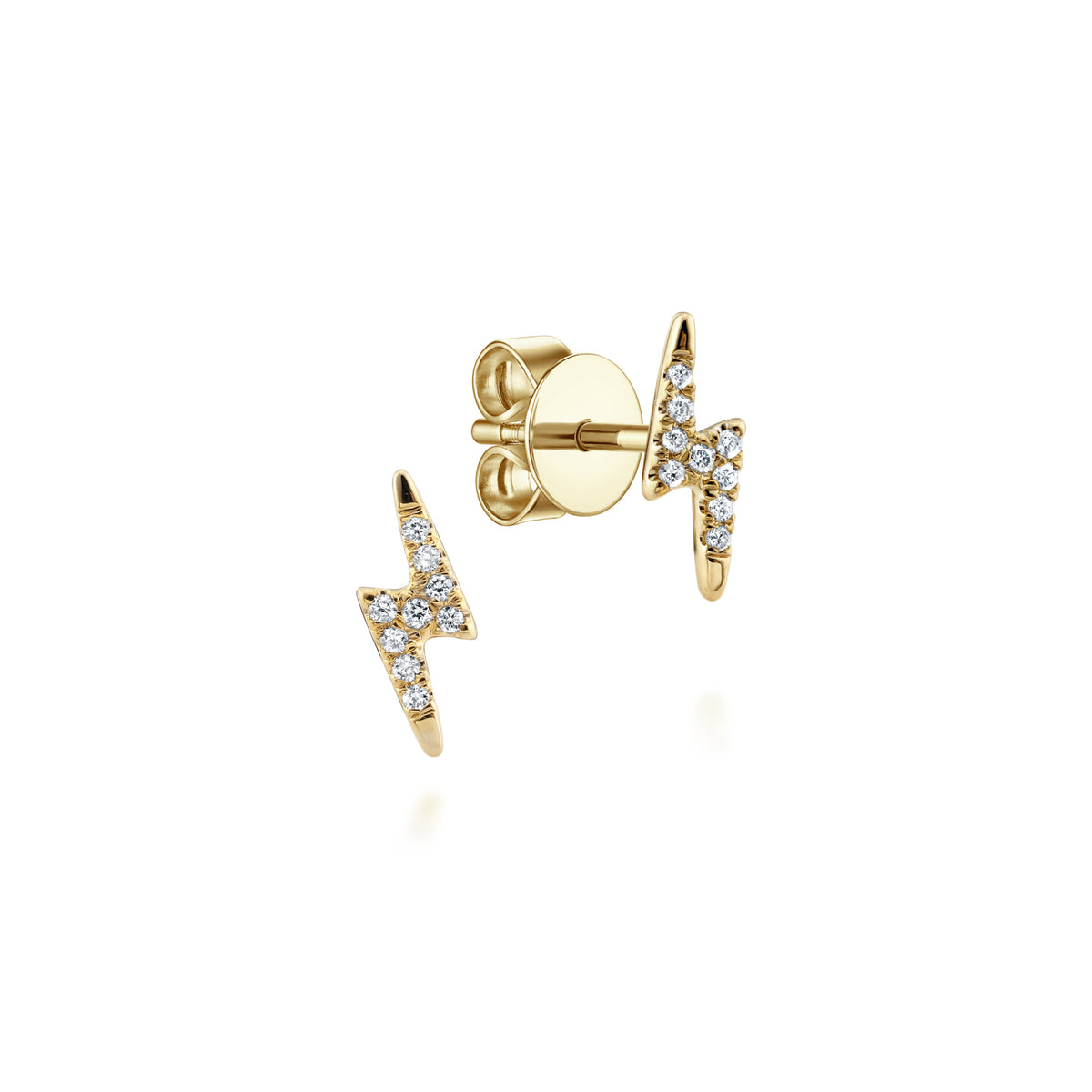 14K Yellow Gold Diamond Lightning Bolt Stud Earrings - View 1