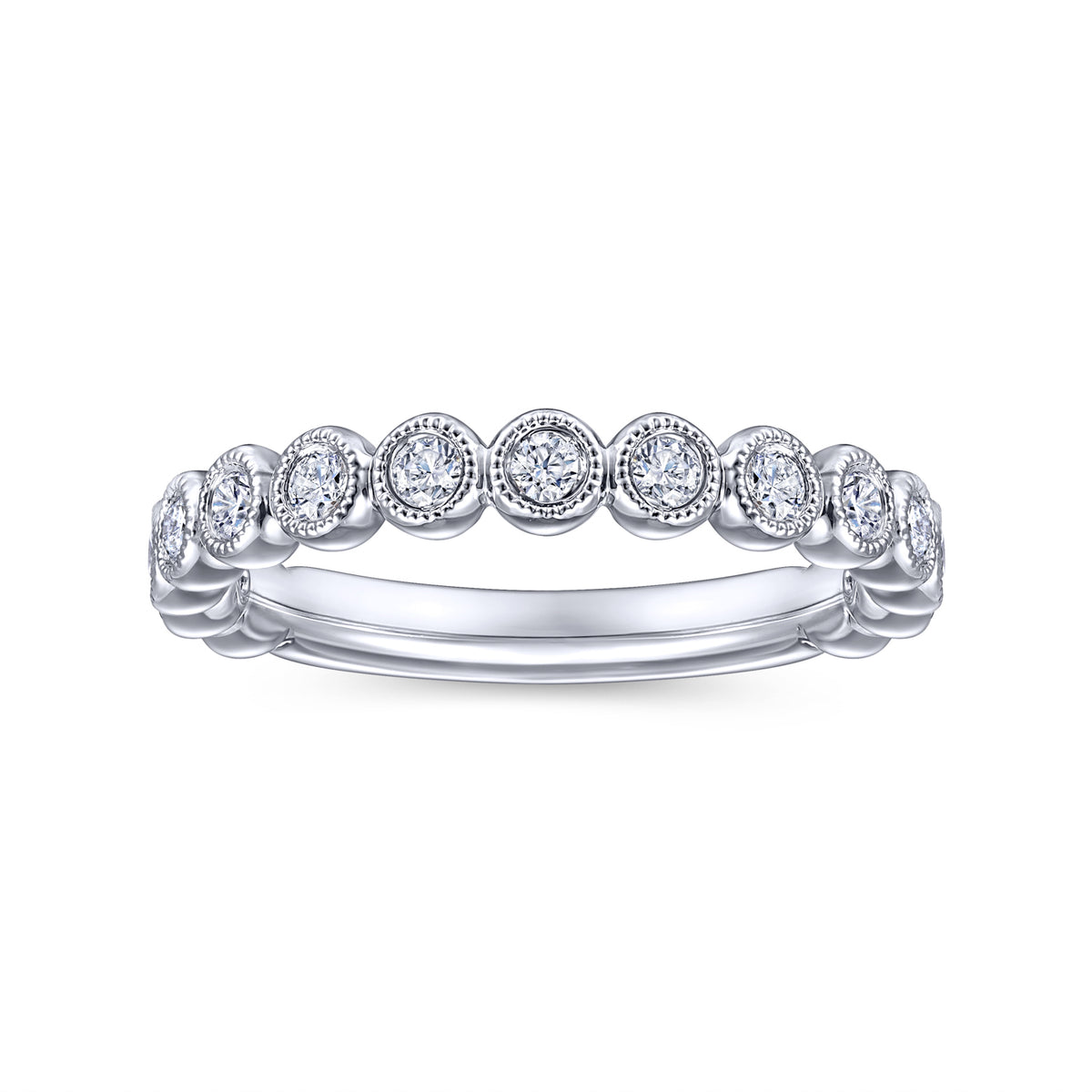 Vintage 14K White Gold Diamond Matching Wedding Band - View 5