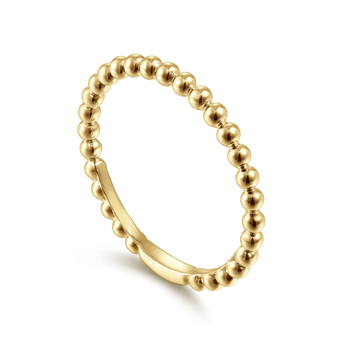 14K Yellow Gold Beaded Stackable Ring - View 3