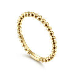 14K Yellow Gold Beaded Stackable Ring thumbnail 3