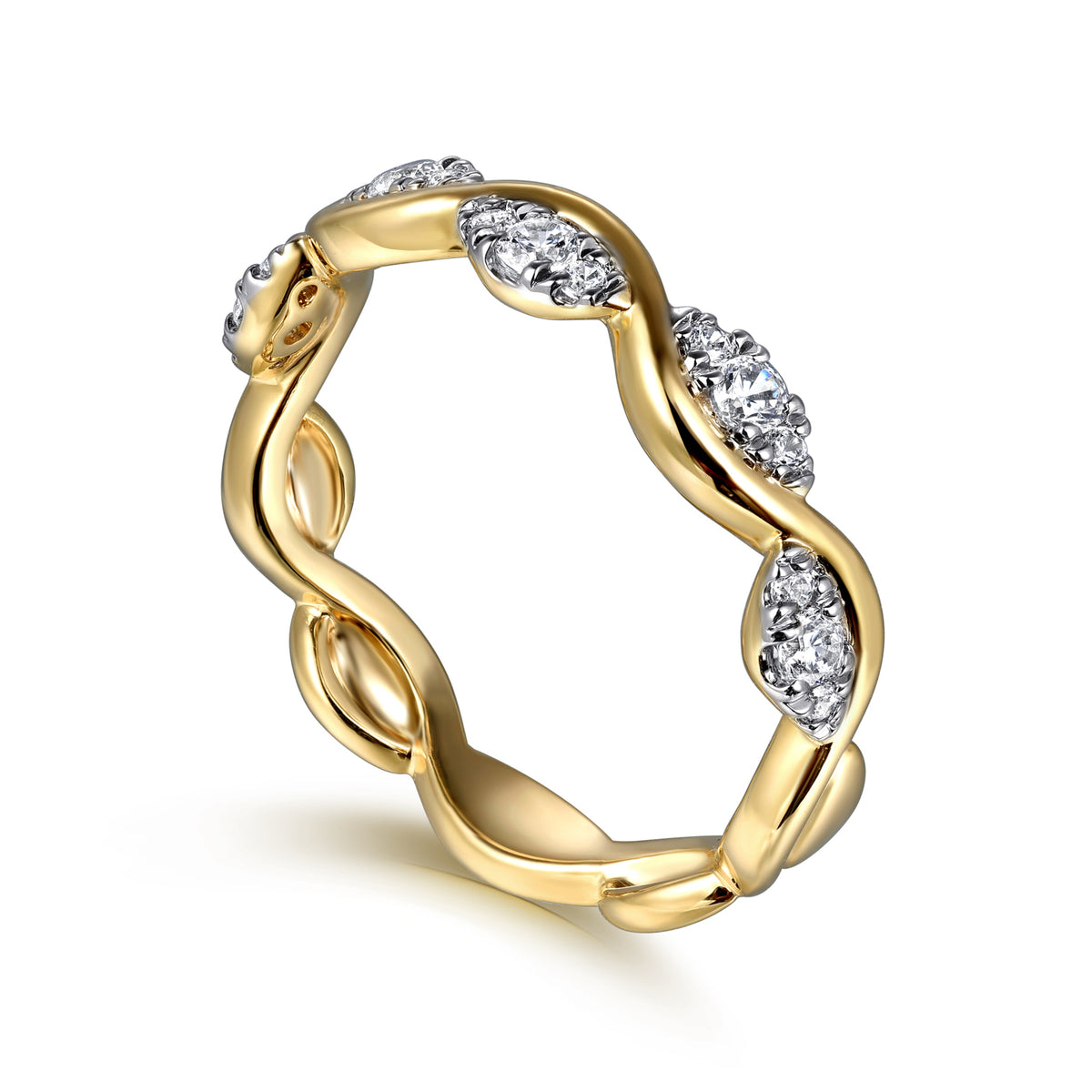 14K Yellow Gold Diamond Stackable Ring, 0.21ct - View 3