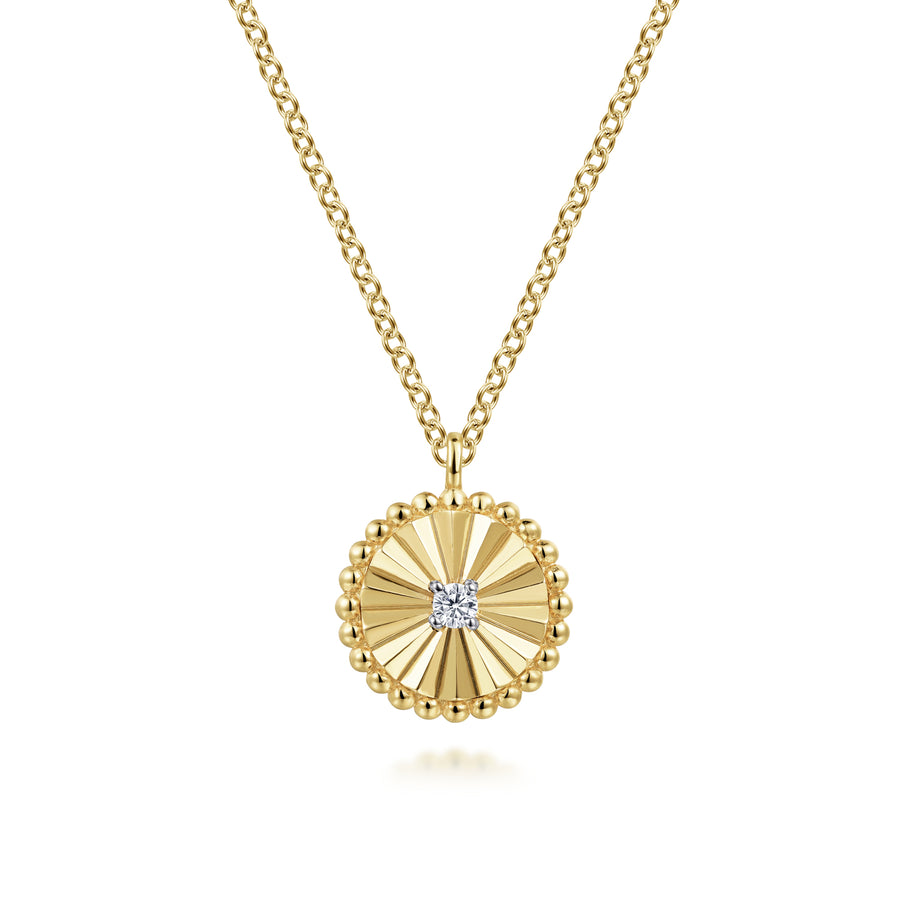 14K White & Yellow Gold Diamond Pendant Necklace