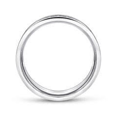 14K White Gold 7mm Diamond Cut Center Men's Wedding Band in Satin Finish thumbnail 2