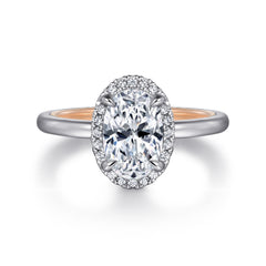 Contemporary Oval Halo Diamond Engagement Ring thumbnail 1