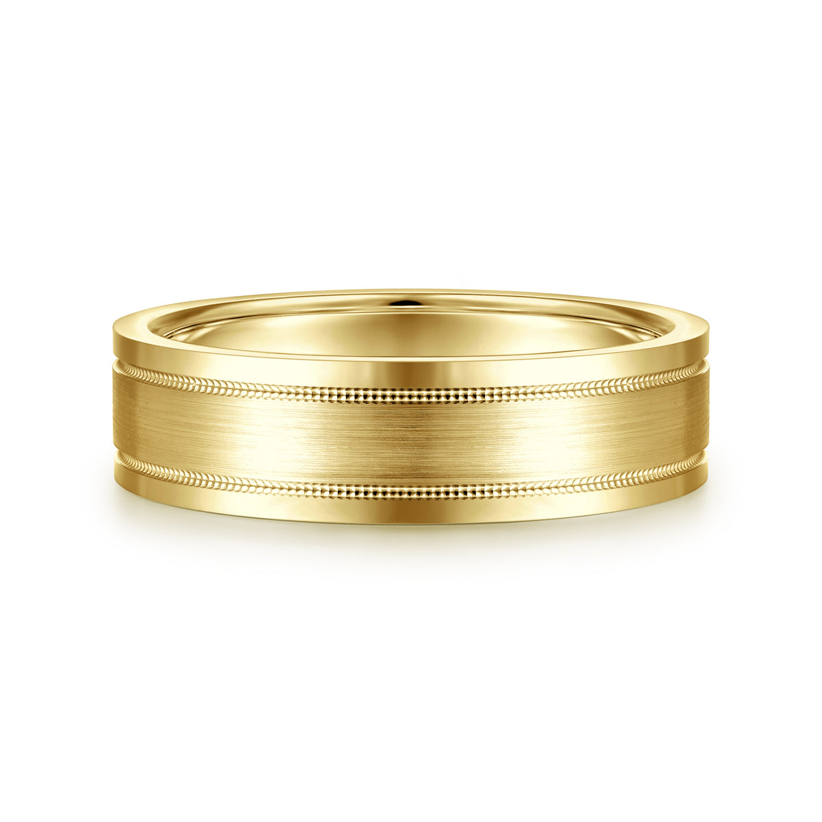 14K Yellow Gold 6mm Men's Wedding Band in Satin Finish - View 1