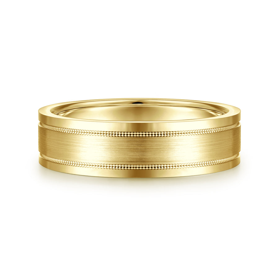 14K Yellow Gold 6mm Men's Wedding Band in Satin Finish