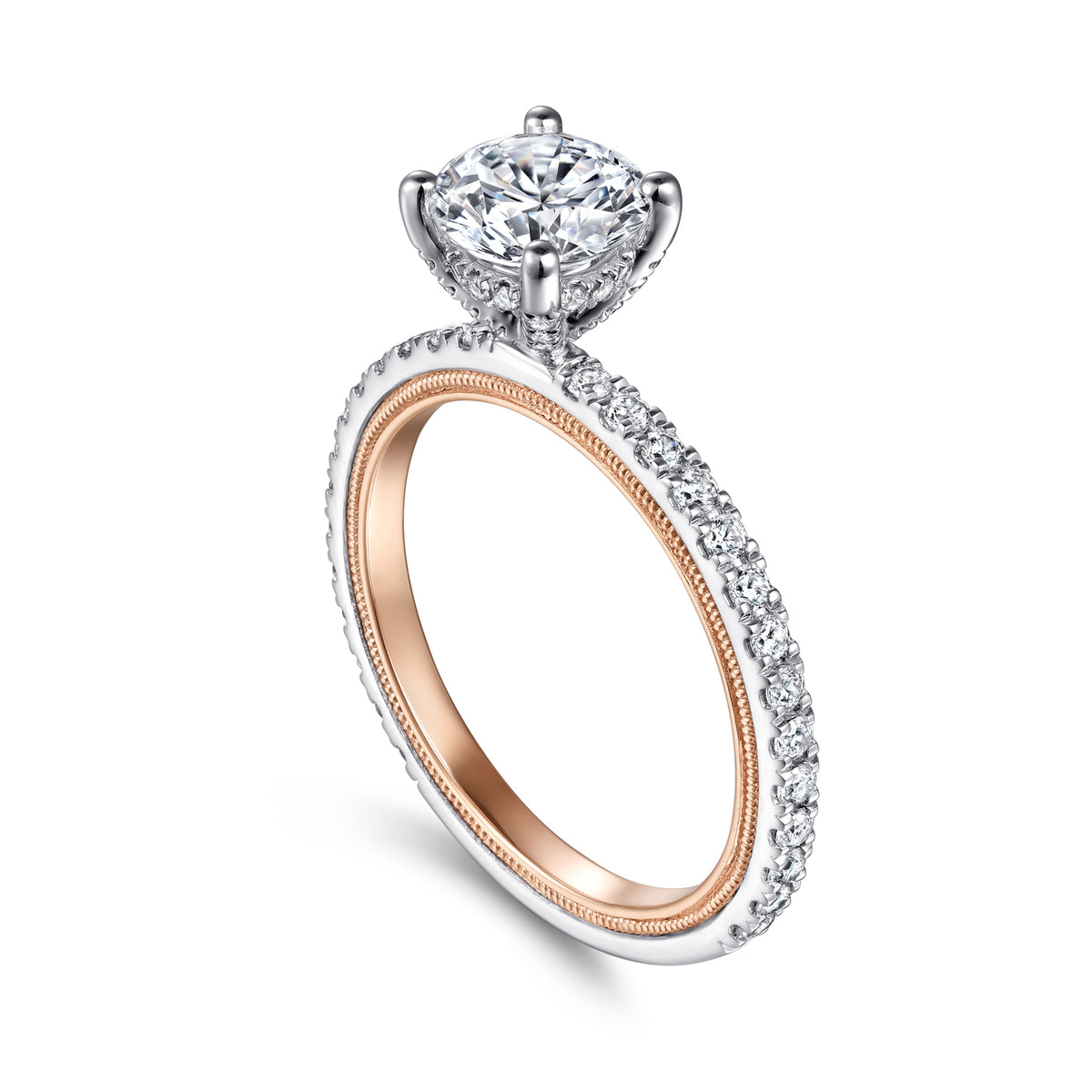 Classic 14K Gold Round Diamond Engagement Ring - 0.43 CTW - View 3
