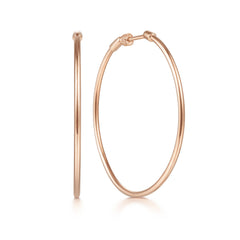14K Rose Gold 40mm Round Classic Hoop Earrings thumbnail 1