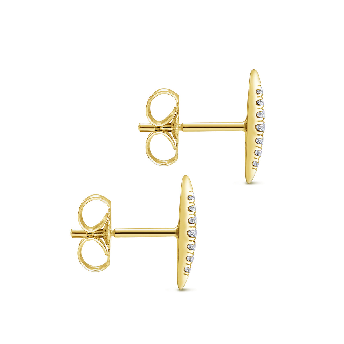 14K Yellow Gold Pavé Diamond Spiked Stud Earrings - View 3