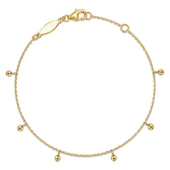 14K Yellow Gold Chain Bracelet with Metal Bead Drops thumbnail 1