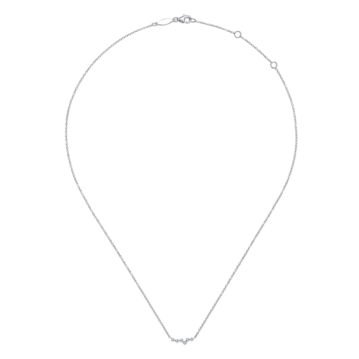 14K White Gold Diamond Constellation Bar Necklace - View 2