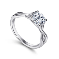 14K White Gold Round Twisted Diamond Engagement Ring thumbnail 3