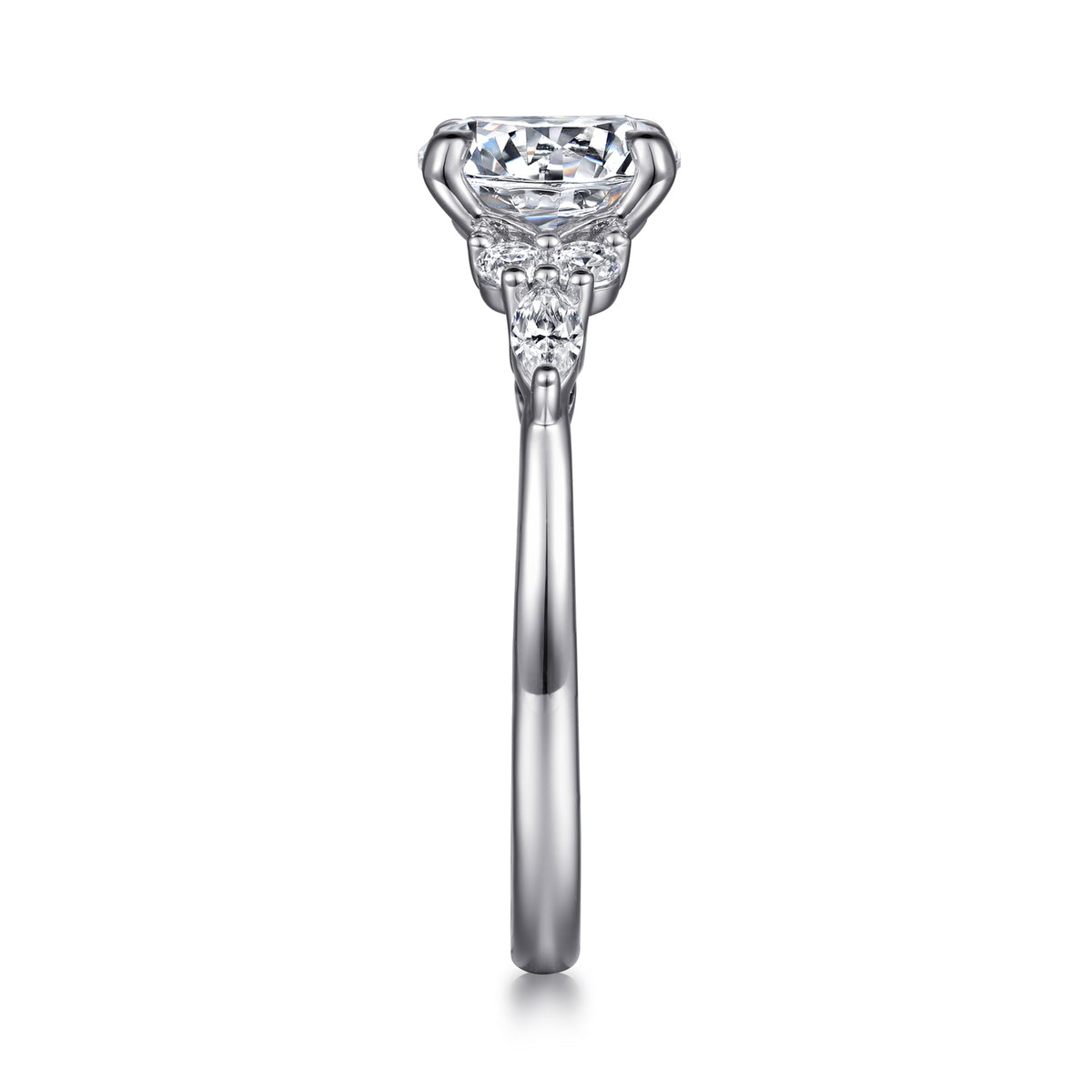 14K White Gold Round Diamond Cluster Engagement Ring - View 5