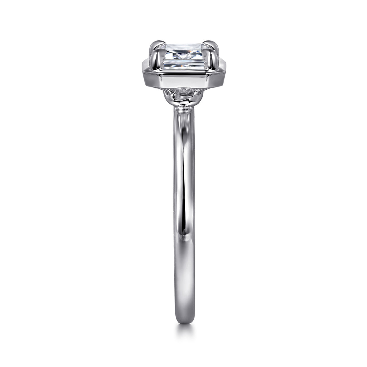 14K White Gold Emerald Cut Diamond Engagement Ring - View 4