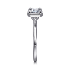 14K White Gold Emerald Cut Diamond Engagement Ring thumbnail 4