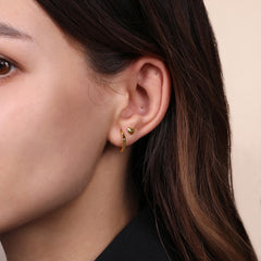 14K Yellow Gold Geometric Huggie Earrings thumbnail 4