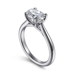 East-West Oval Solitaire Diamond Engagement Ring thumbnail 3