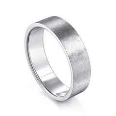 14K White Gold 6mm Brushed Finish Men's Wedding Band thumbnail 3