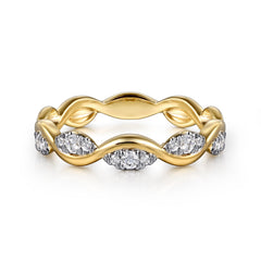 14K Yellow Gold Diamond Stackable Ring, 0.21ct thumbnail 1