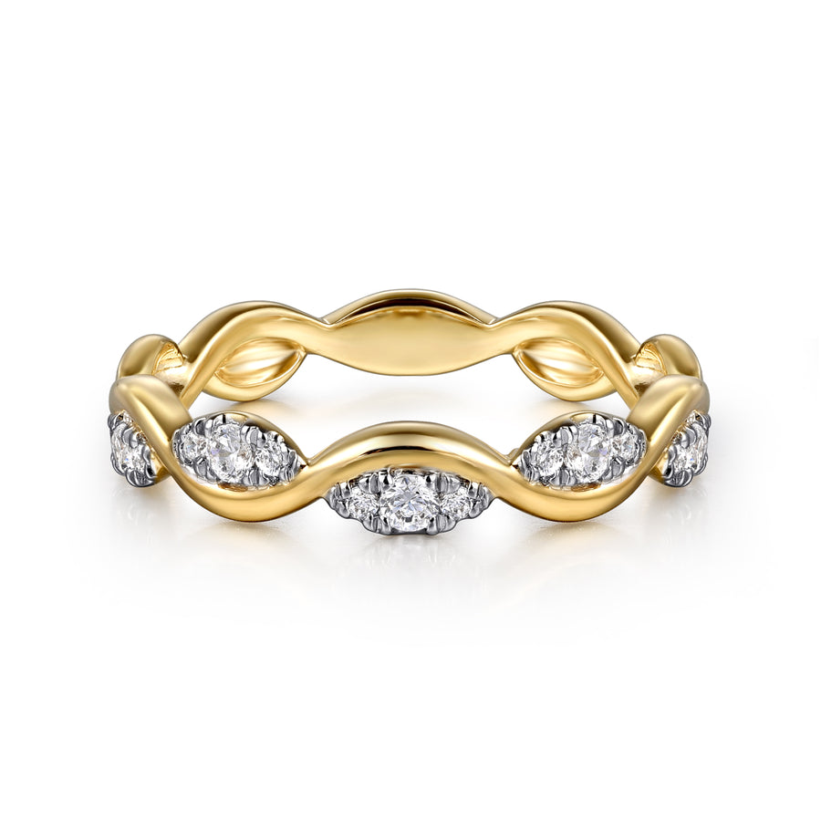 14K Yellow Gold Diamond Stackable Ring, 0.21ct