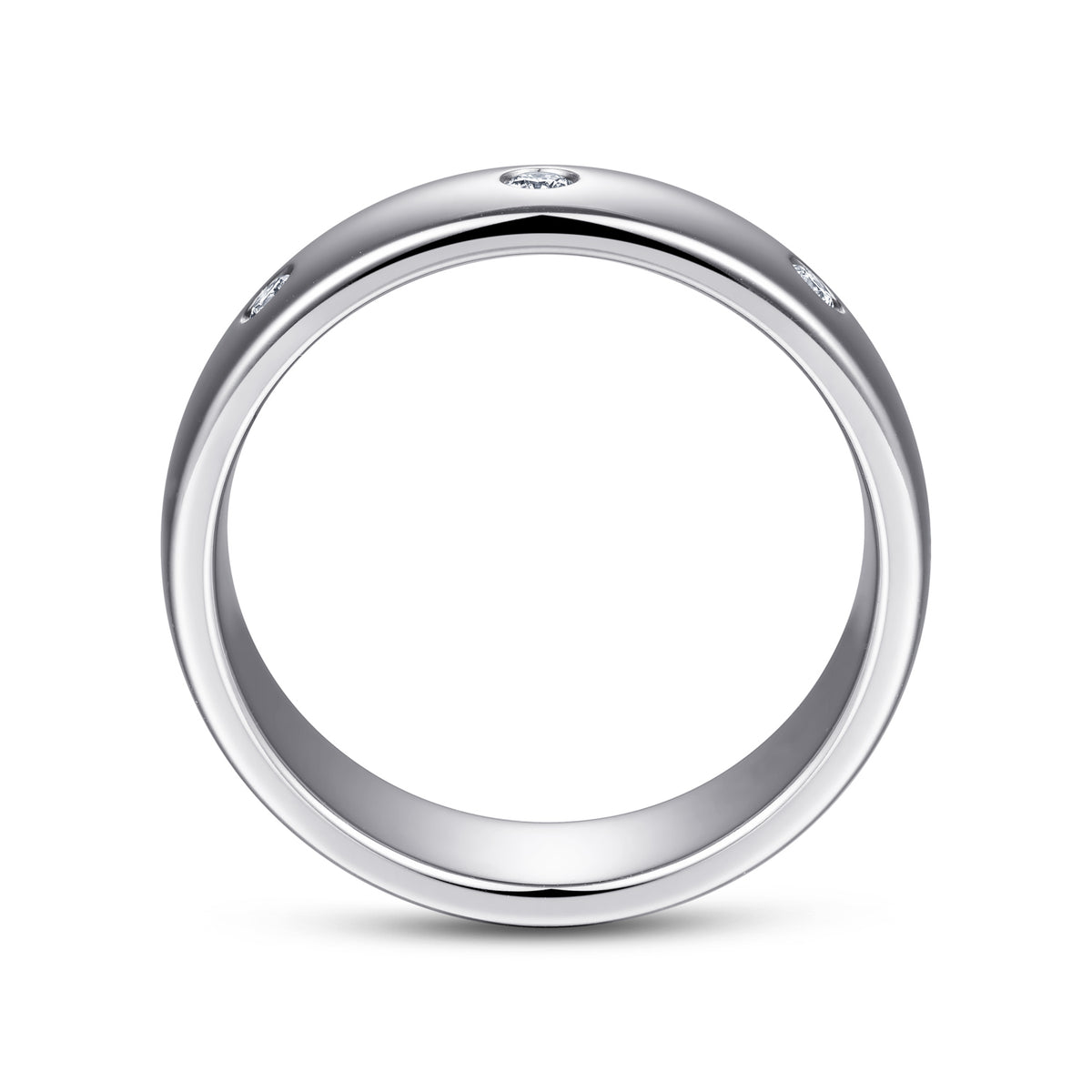 14K White Gold Diamond Men's Wedding Ring in High Polished Finish - View 2