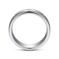 14K White Gold Diamond Men's Wedding Ring in High Polished Finish thumbnail 2