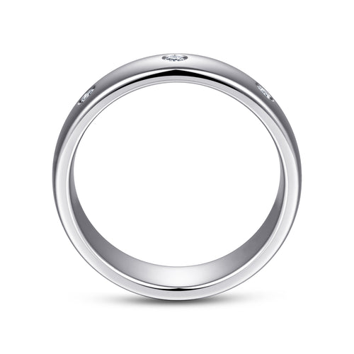 14K White Gold Diamond Men's Wedding Ring in High Polished Finish
