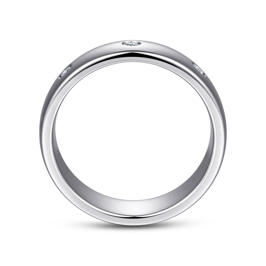 14K White Gold Diamond Men's Wedding Ring in High Polished Finish
