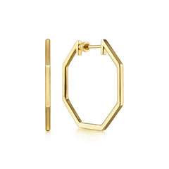 14K Yellow Gold 30mm Geometric Classic Hoop Earrings thumbnail 1