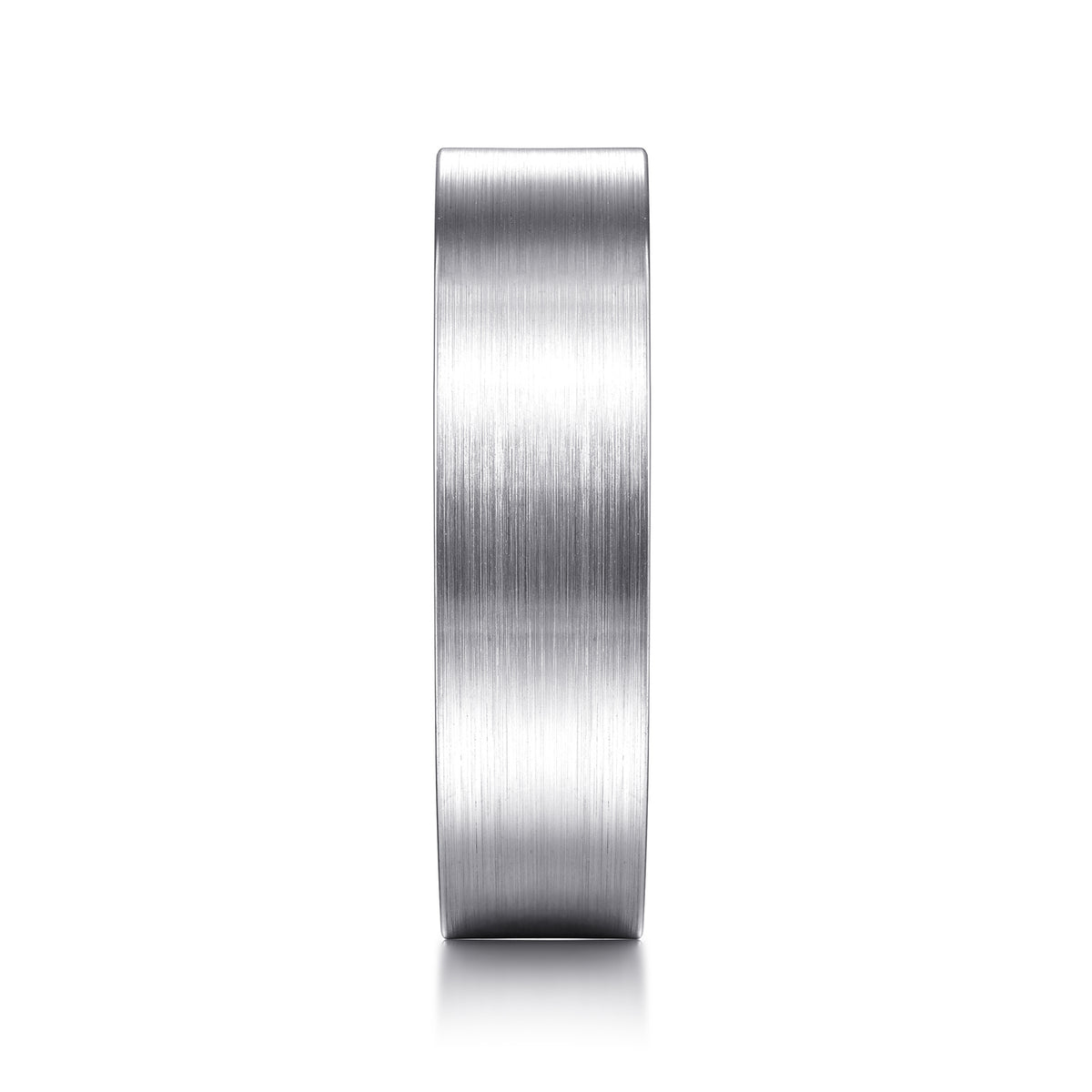 14K White Gold 6mm Flat Men's Wedding Band in Satin Finish - View 4