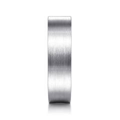 14K White Gold 6mm Flat Men's Wedding Band in Satin Finish thumbnail 4