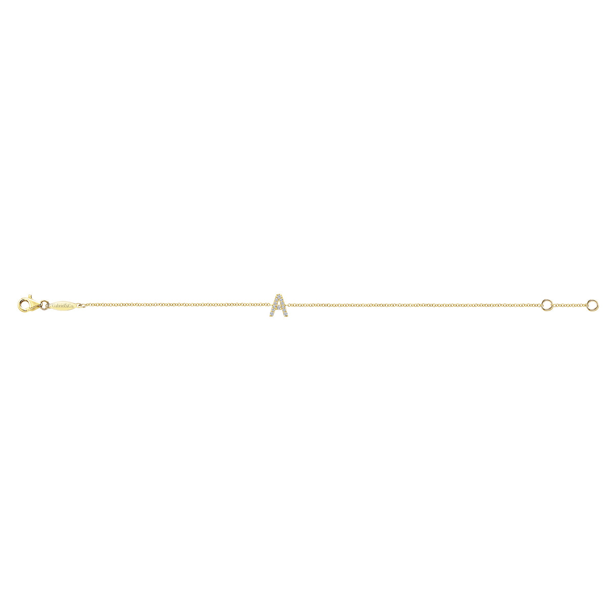 14K Yellow Gold Chain Bracelet with A Diamond Initial - View 3