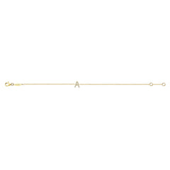 14K Yellow Gold Chain Bracelet with A Diamond Initial thumbnail 3