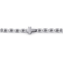 925 Sterling Silver Beaded Cross Bracelet thumbnail 2