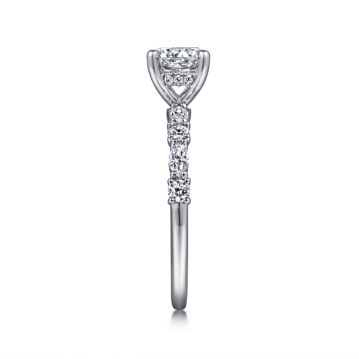 Contemporary 14K Gold Round Diamond Engagement Ring - 0.46 CTW - View 5