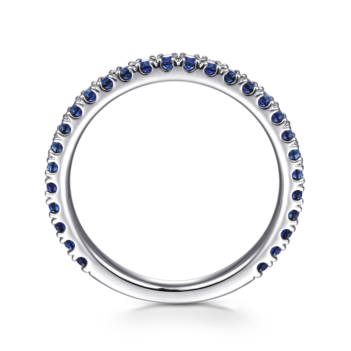 14K White Gold Sapphire Stackable Ring - View 2