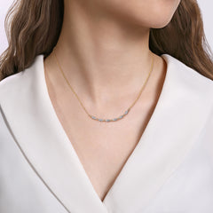 14K Yellow Gold Diamond Bar Necklace thumbnail 3