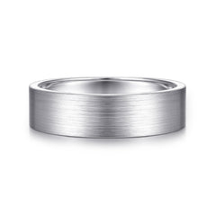 14K White Gold 6mm Flat Men's Wedding Band in Satin Finish thumbnail 1