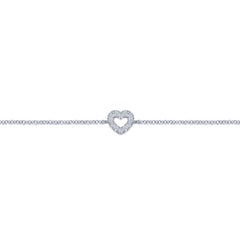 14K White Gold Chain Bracelet with Pavé Diamond Heart thumbnail 2