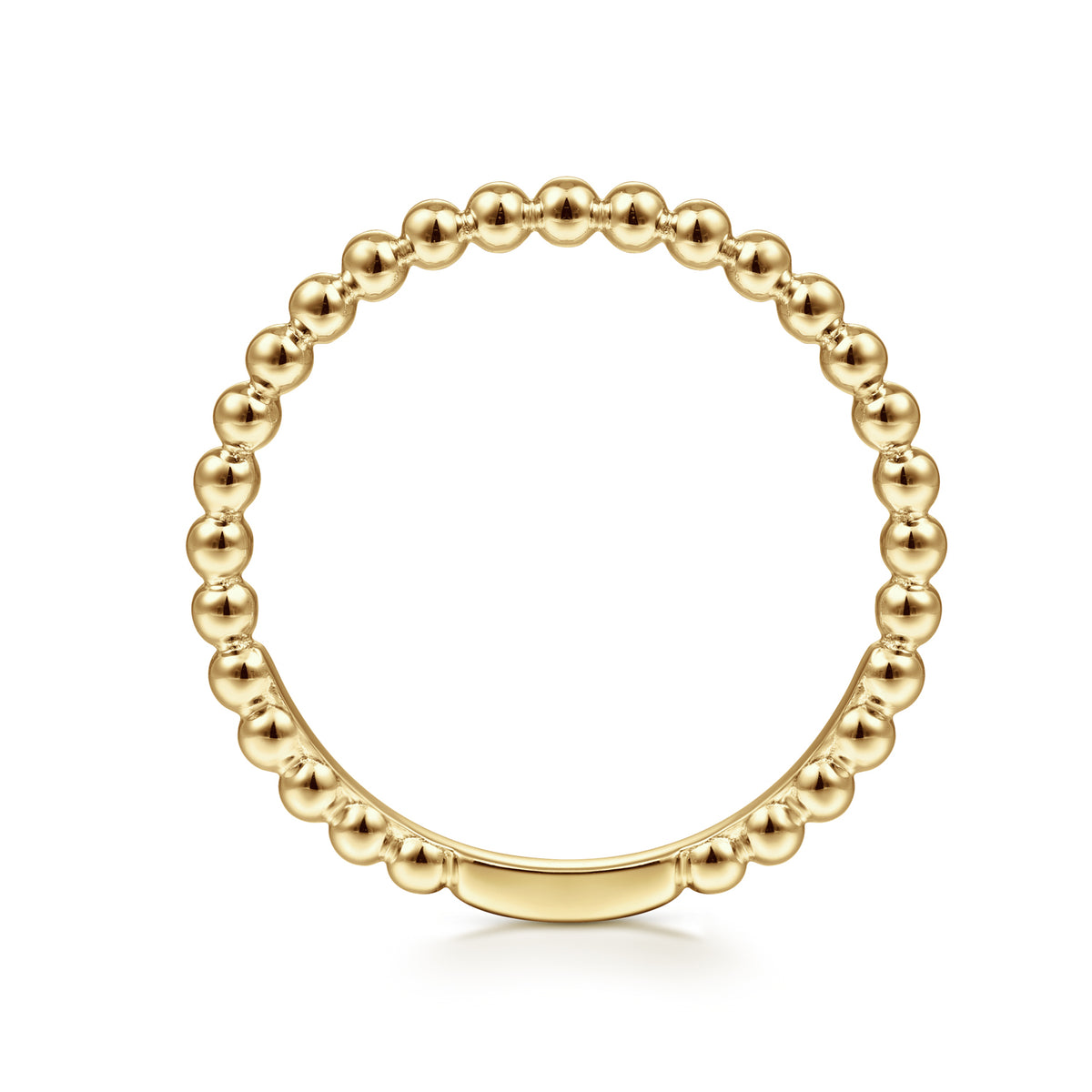 14K Yellow Gold Beaded Stackable Ring - View 2