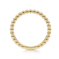 14K Yellow Gold Beaded Stackable Ring thumbnail 2