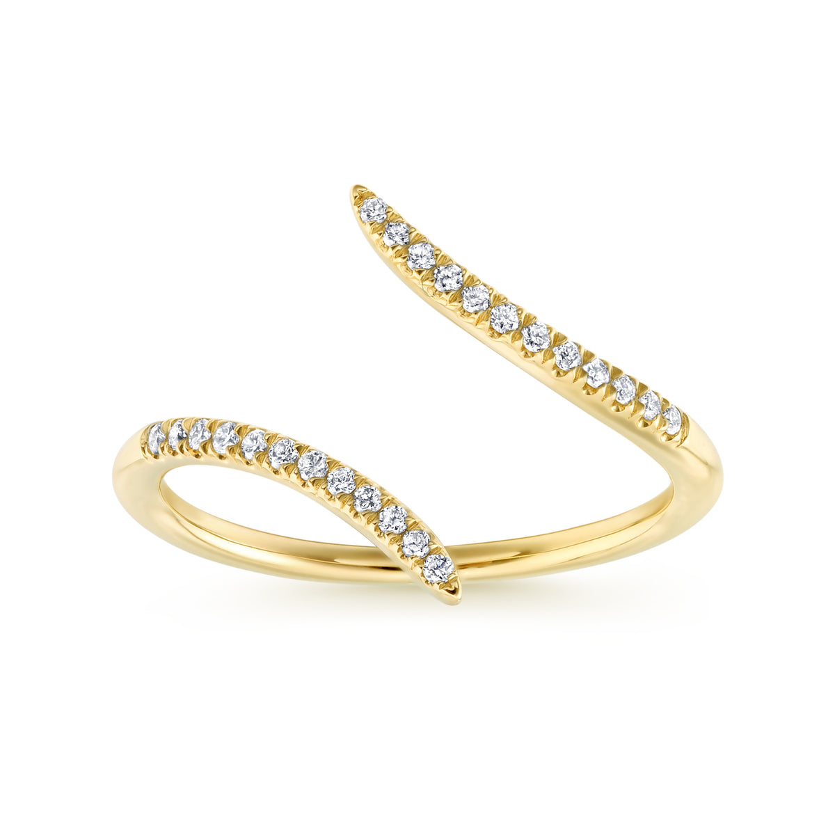 14K Yellow Gold Diamond Open Bypass Ring - View 4