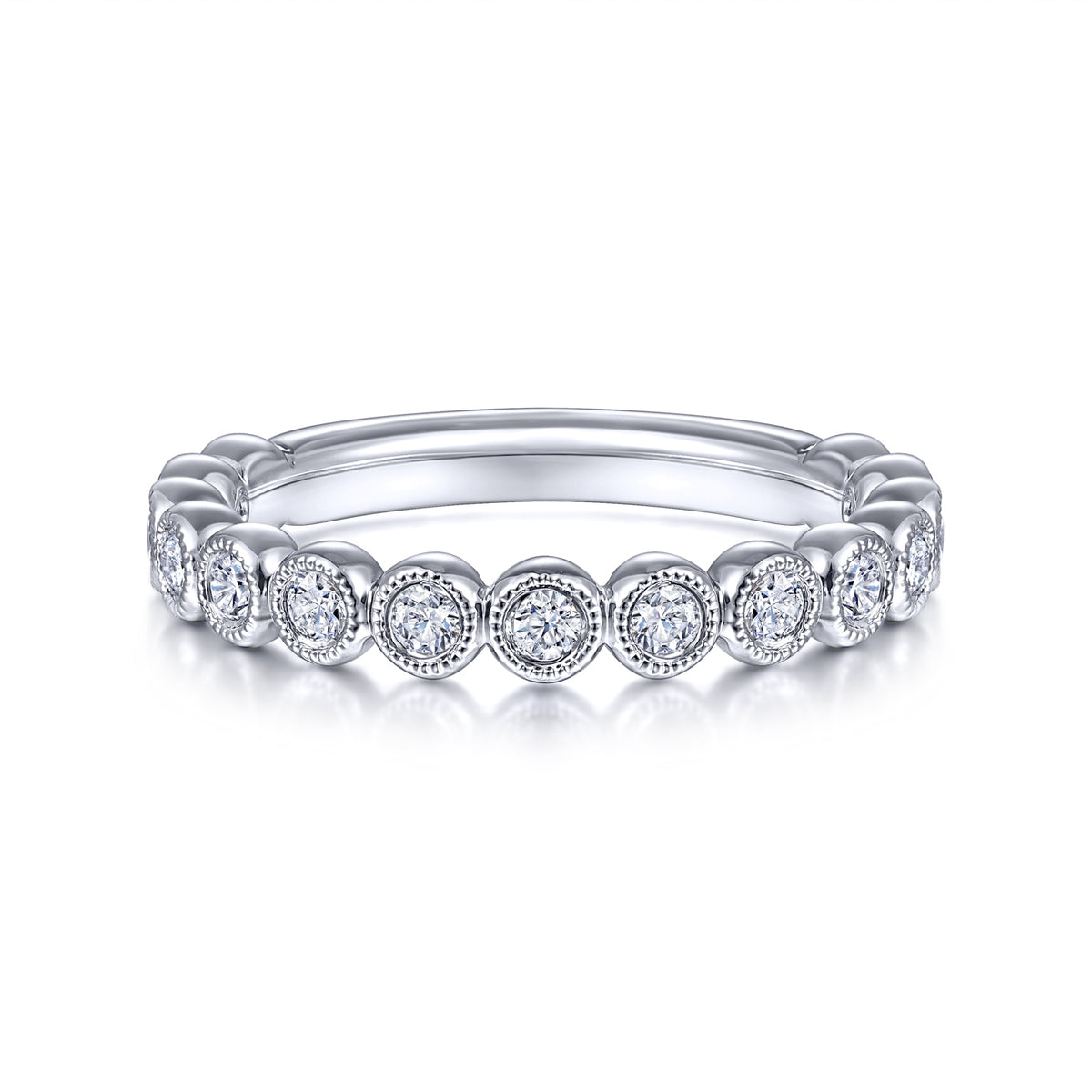 Vintage 14K White Gold Diamond Matching Wedding Band - View 1