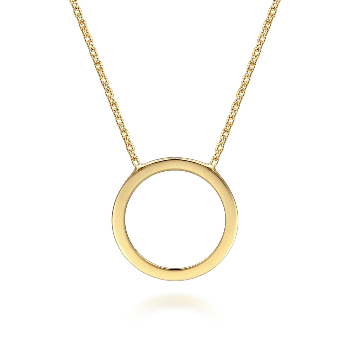 14K Yellow Gold Open Circle Pendant Necklace - View 1