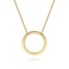14K Yellow Gold Open Circle Pendant Necklace thumbnail 1