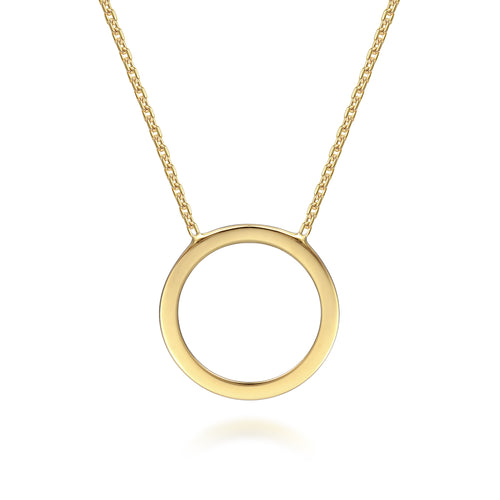 Collier avec pendentif cercle ouvert en or jaune 14 carats