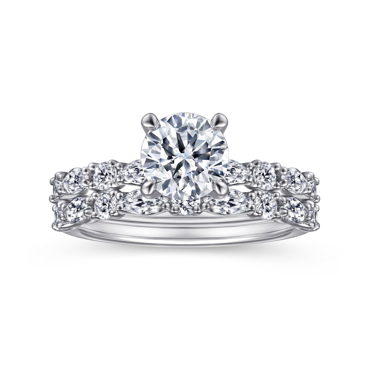 Contemporary 14K Gold Round Diamond Engagement Ring - 0.46 CTW - View 4